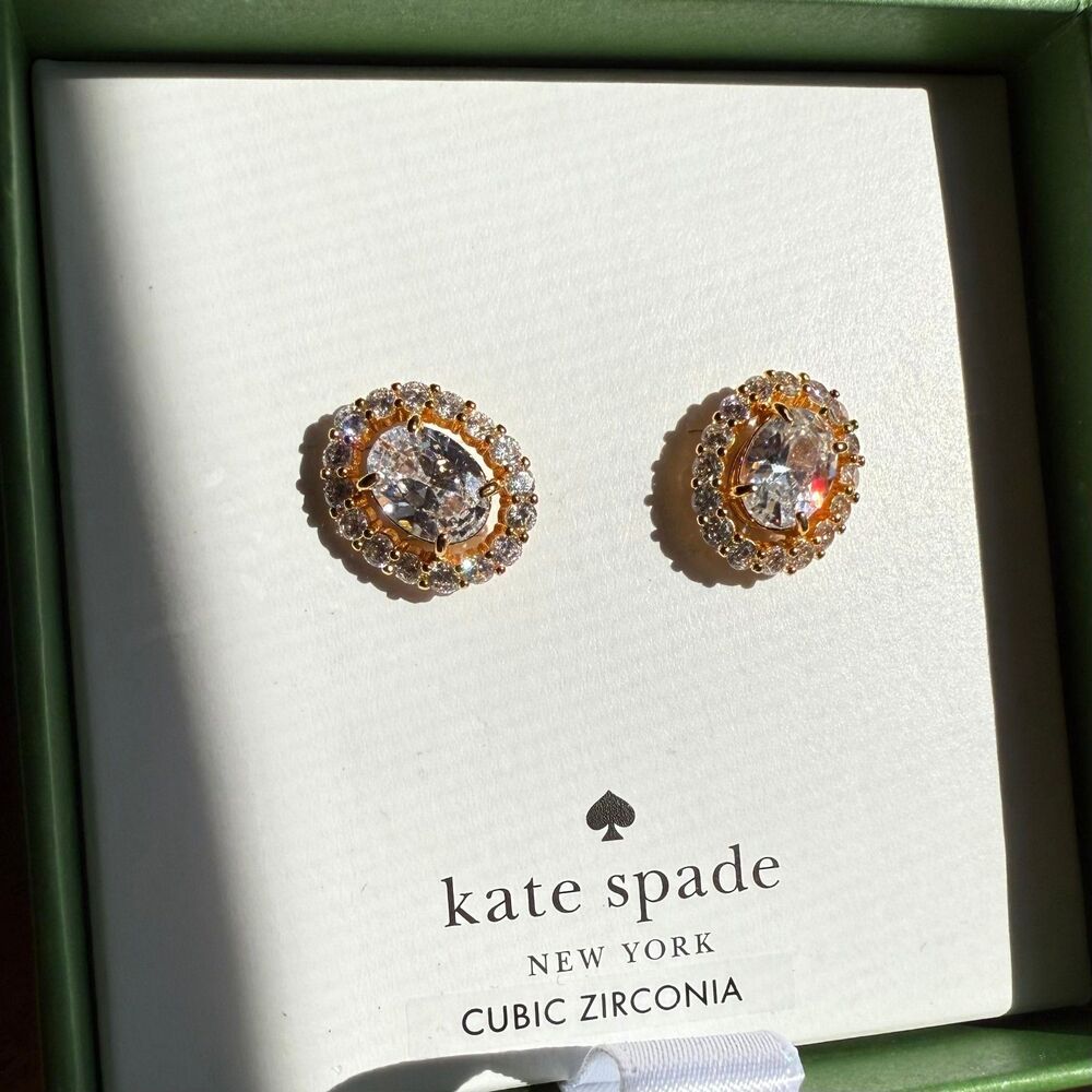 NWT Kate Spade Victoria Earring Studs Clear Cubic Zirconia